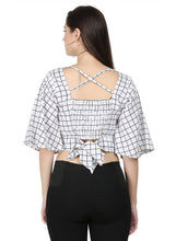 Load image into Gallery viewer, Fashionable White Crepe Checked Top