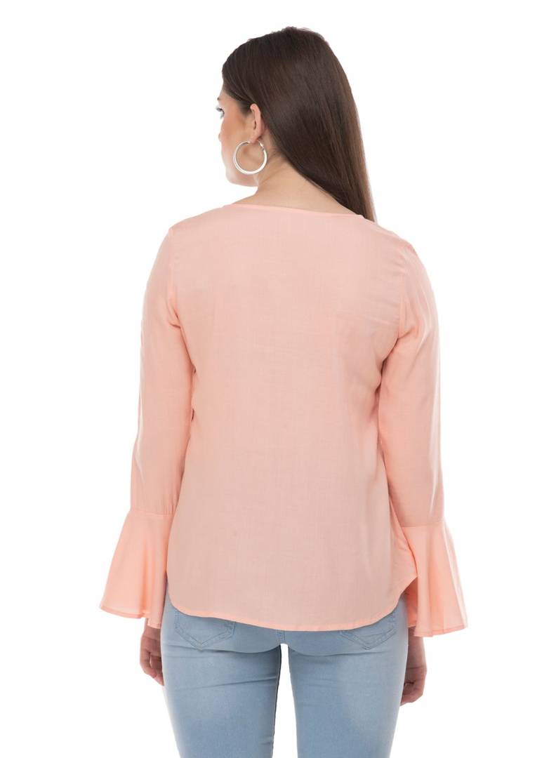 Fashionable Pink Cotton Embroidered Top