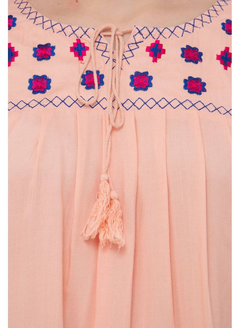 Fashionable Pink Cotton Embroidered Top