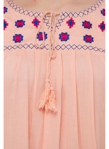 Fashionable Pink Cotton Embroidered Top