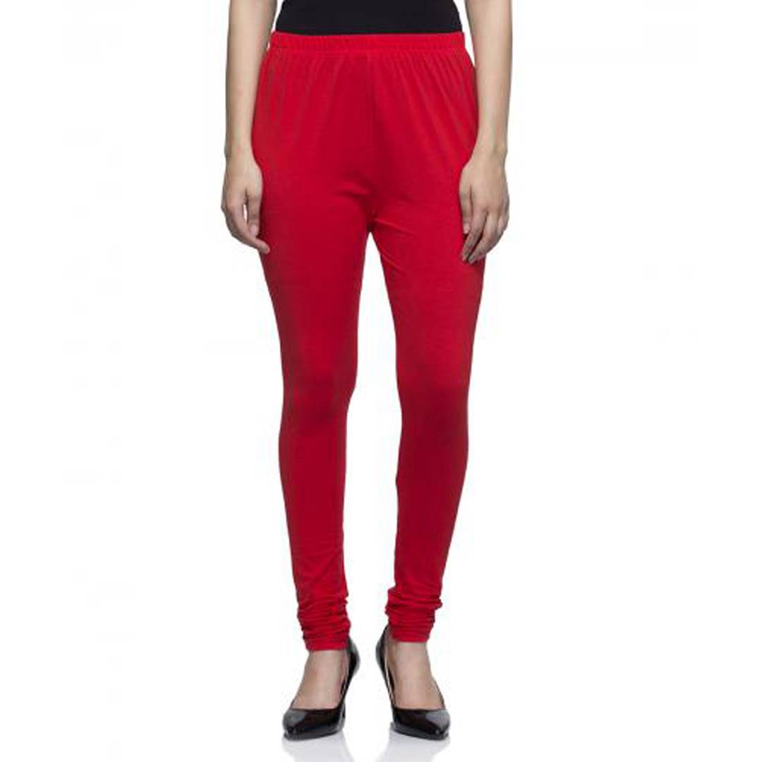 Cotton Lycra 4 Way Stretchable Churidar Leggings (Red, Solid)