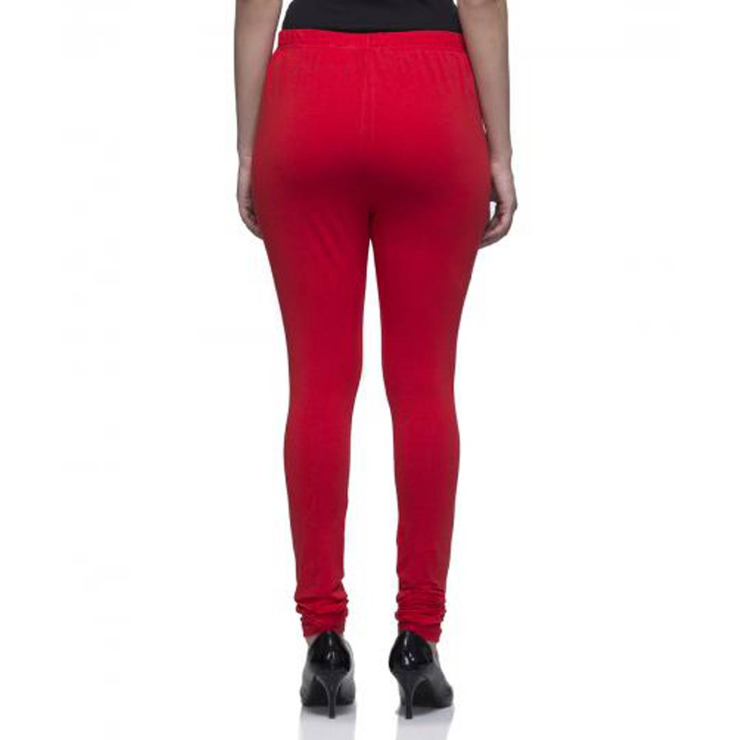 Cotton Lycra 4 Way Stretchable Churidar Leggings (Red, Solid)