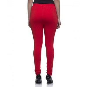 Cotton Lycra 4 Way Stretchable Churidar Leggings (Red, Solid)