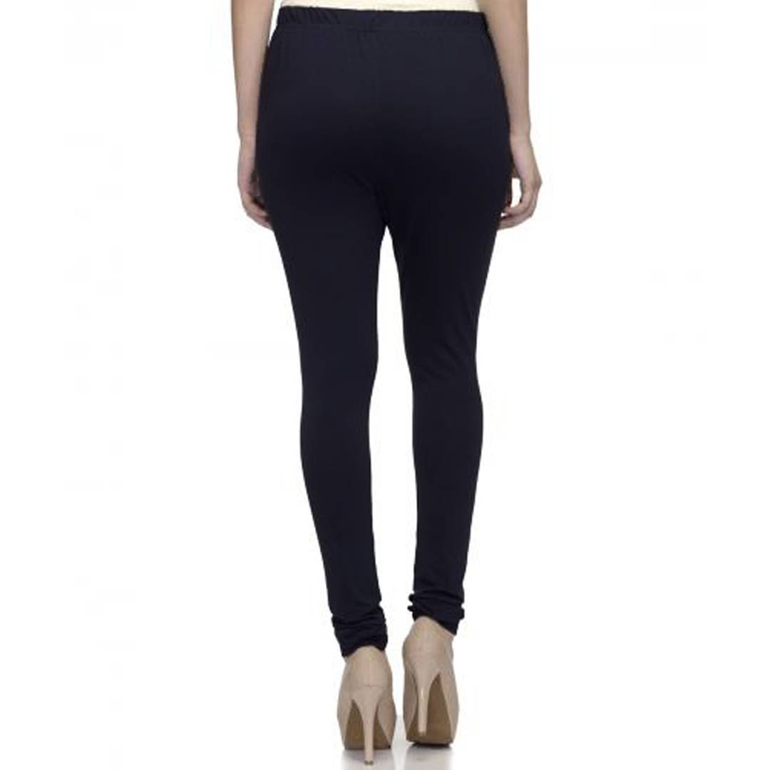 Cotton Lycra 4 Way Stretchable Churidar Leggings (Black, Solid)