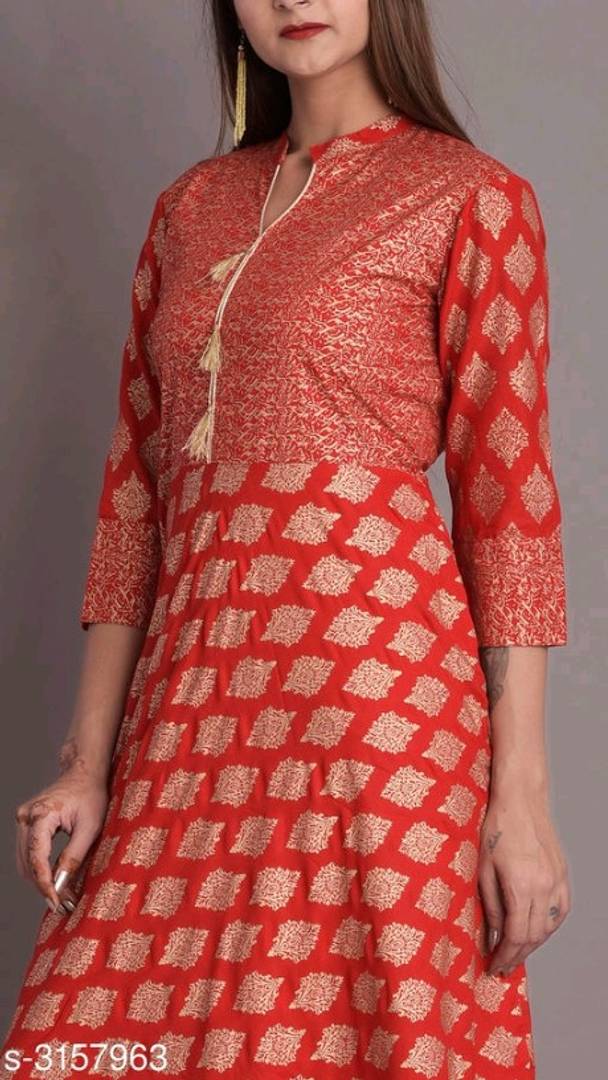 Red Rayon 140 GSM Printed Women Anarkali Kurti - SVB Ventures 
