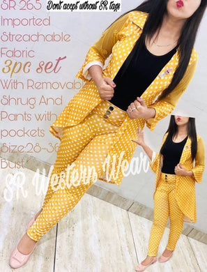 Three Piece Dress Top Bottom with Removable Shrug like Kurti,long gown, top, pant Imported stretchable3pc dress with removable shrug and pants with pocket
