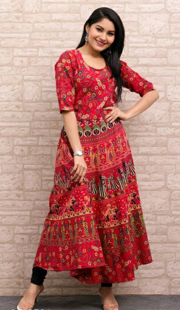 Stitched Cotton Printed Anarkali Kurti, Size : XXL, Sleeve Type : 3/4th  Sleeve at Rs 380 / piece in Jaipur