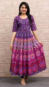 Elegant Women's Jaipuri Printed Cotton  Anarkali Kurti - SVB Ventures 