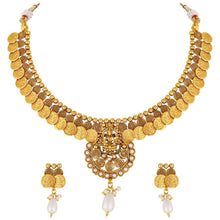 Load image into Gallery viewer, Traditional Laxmi Coin Gold Plated Ethnic Copper Necklace Set For Women