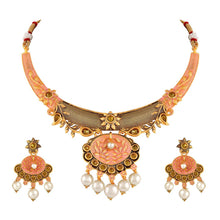 Load image into Gallery viewer, Gold Plated Traditional Ethnic Choker Necklace Set For Women