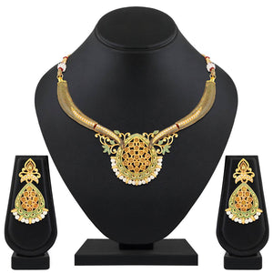 Gold Plated Traditional Ethnic Choker Kundan Necklace Set For Women
