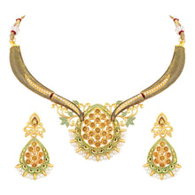 Load image into Gallery viewer, Gold Plated Traditional Ethnic Choker Kundan Necklace Set For Women