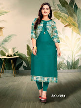 Load image into Gallery viewer, Elegant Olive Ruby Cotton Digital Print Women Kurti with Jacket
