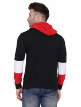 Load image into Gallery viewer, Men&#39;s Black Self Pattern Cotton Hooded Tees