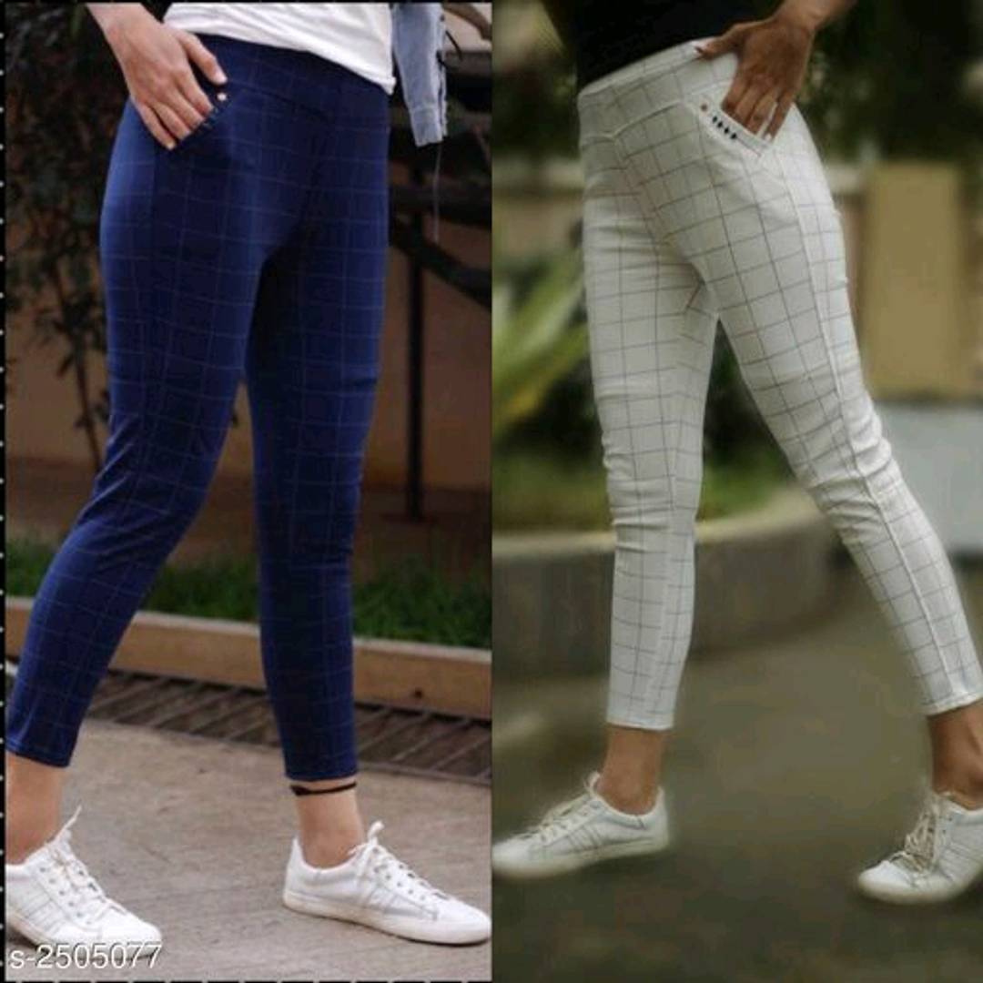 Women's Cotton Checked Jeggings combo pack - SVB Ventures 