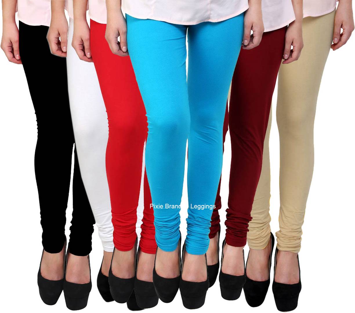 Women's Soft and 4 Way Stretchable Churidar Leggings Combo (Pack of 6)