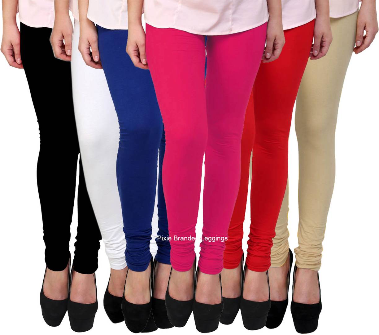 Women's Soft and 4 Way Stretchable Churidar Leggings Combo (Pack of 6)