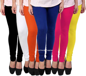 Women's Soft and 4 Way Stretchable Churidar Leggings Combo (Pack of 6)
