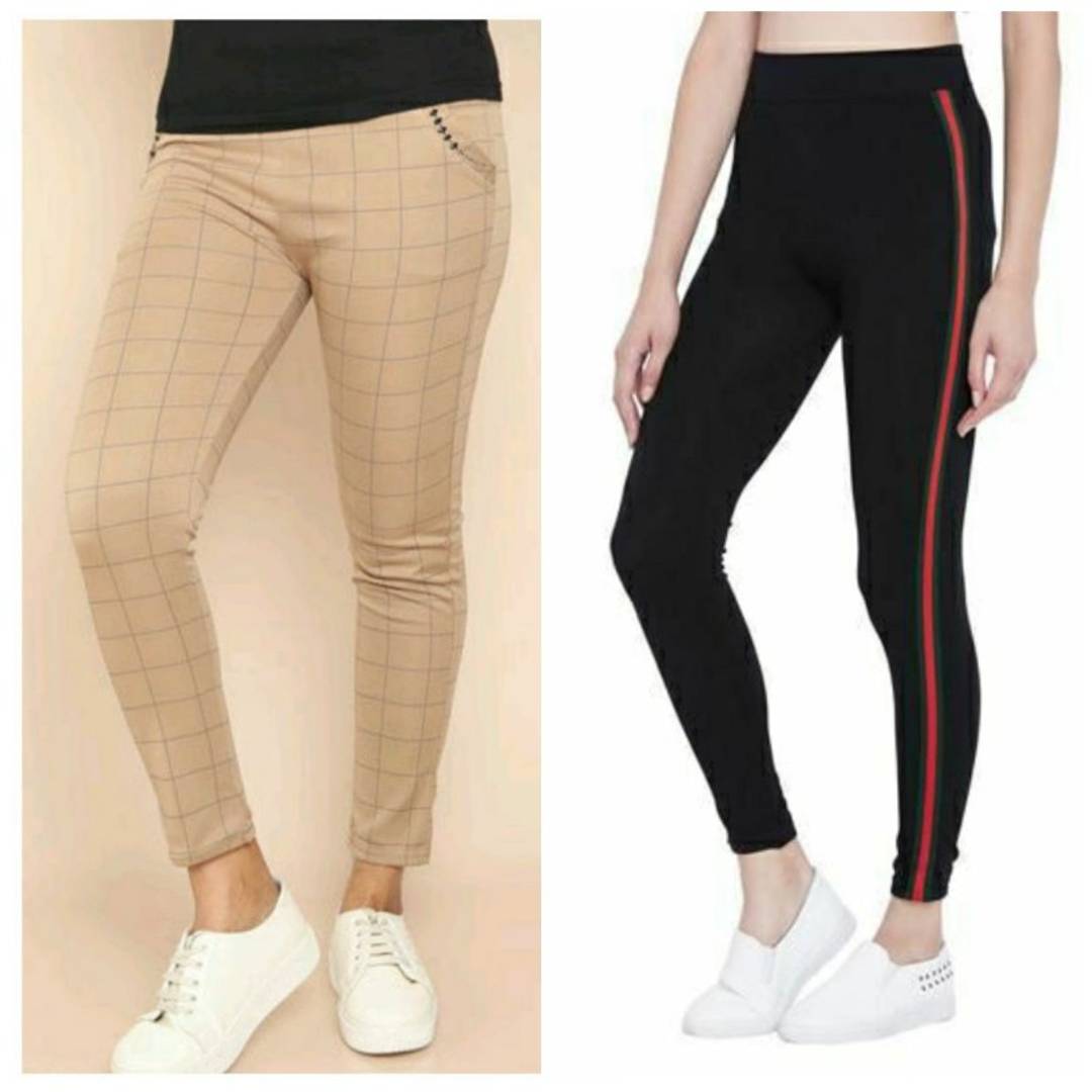 Women's Poly Cotton Jeggings Pack Of 2