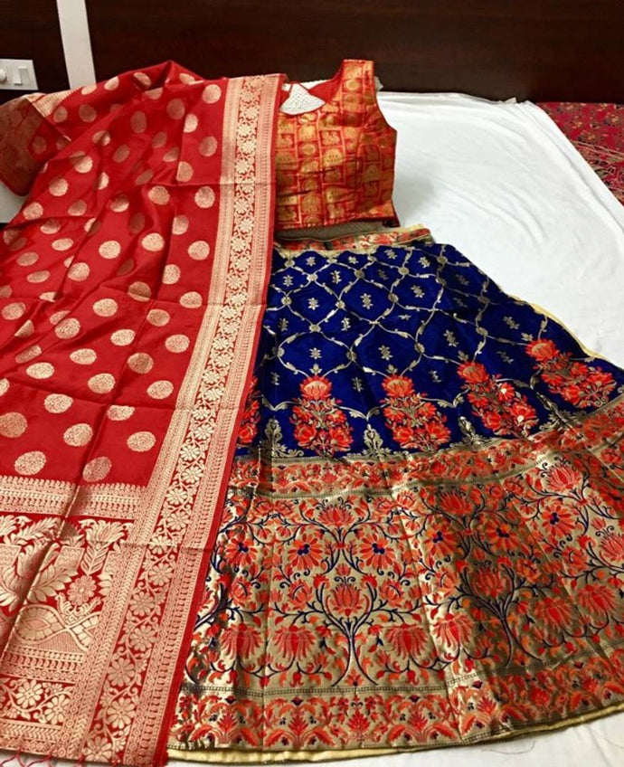 Stylish Banarasi Brocade Lehenga Choli With Dupatta Set