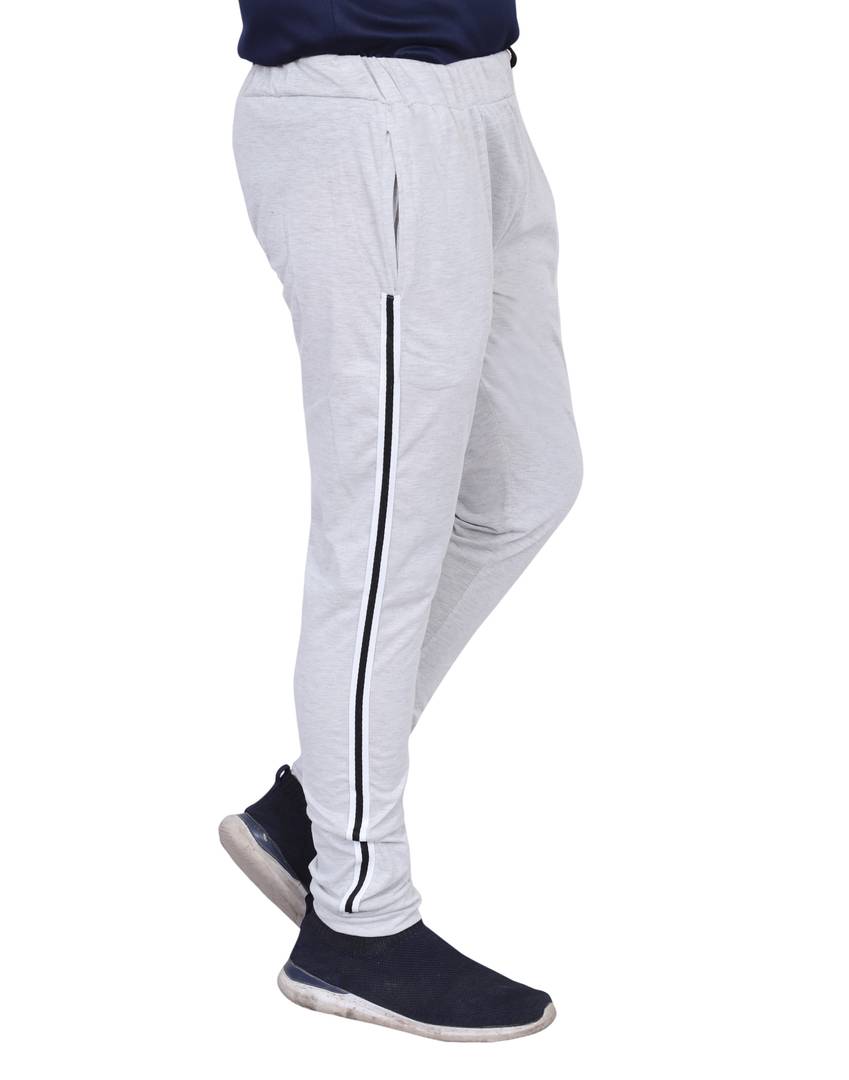 Men's Silver Cotton Blend Self Pattern Regular Fit Joggers