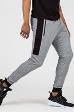 Load image into Gallery viewer, Men&#39;s Grey Cotton Blend Self Pattern Regular Fit Joggers