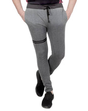 Load image into Gallery viewer, Men&#39;s Grey Cotton Blend Self Pattern Regular Fit Joggers
