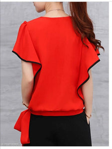 Stylish Red Crepe Flared Top