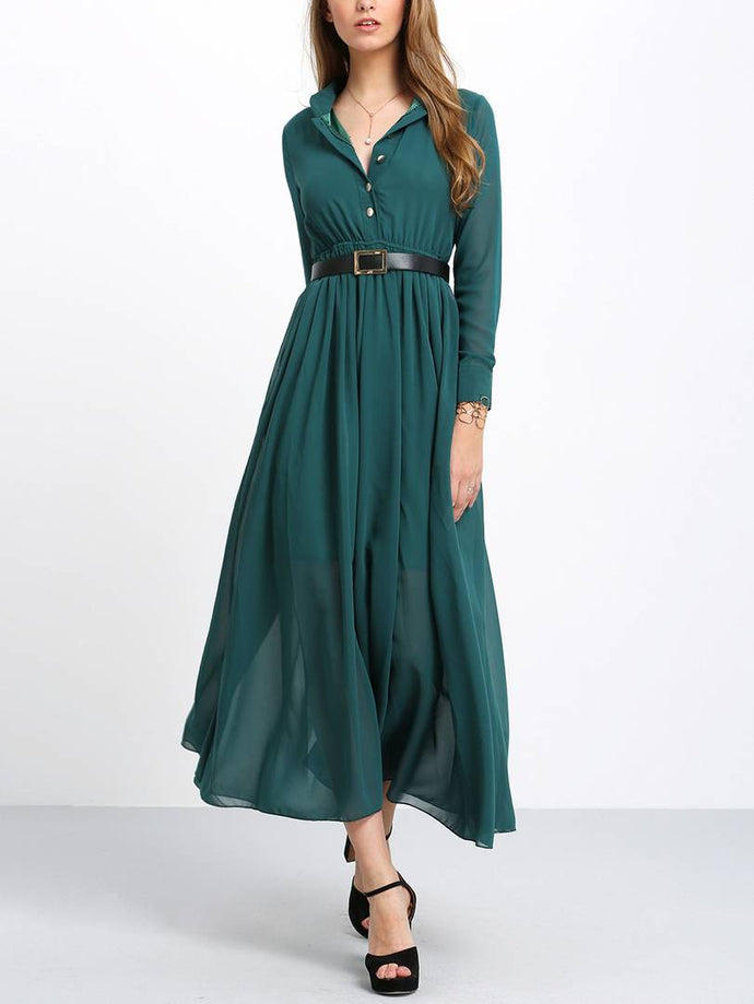 Long Sleeve Sequin V Wrap Maxi Dress In Emerald | Goddiva | SilkFred