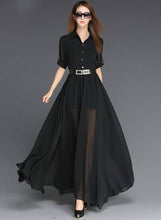 Load image into Gallery viewer, Georgette Black Solid Maxi Long Dress