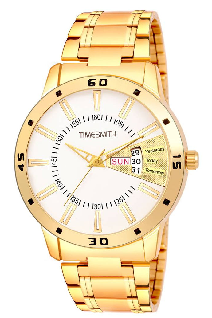 Timesmith Gold Steel Day Date Watch for Men