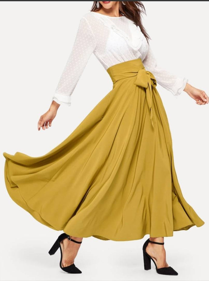 Women Yellow Flare Skirt
