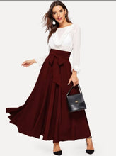 Load image into Gallery viewer, Maroon Solid Pleated Skirt