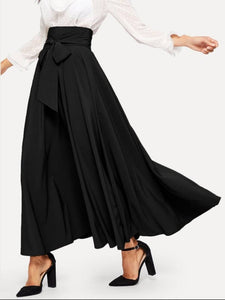 Women Black Long Solid Skirt