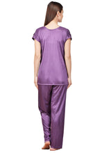 Load image into Gallery viewer, Women Purple Solid Satin Nightdress