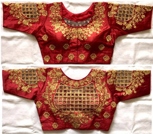 Dulhan Phantom Silk handwork cutwork thread and coding work Stitched blouse