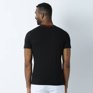 Men's Black Cotton Blend Indian Flag T-Shirt