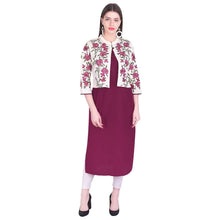 Load image into Gallery viewer, Women Solid Rayon Blend Straight Kurta With Embroidery On Jacket