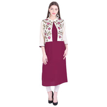 Load image into Gallery viewer, Women Solid Rayon Blend Straight Kurta With Embroidery On Jacket