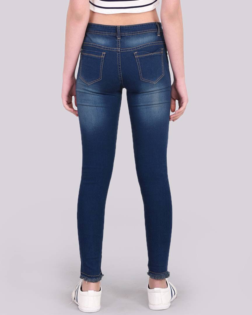 Dark Blue Denim Jeans For Women's