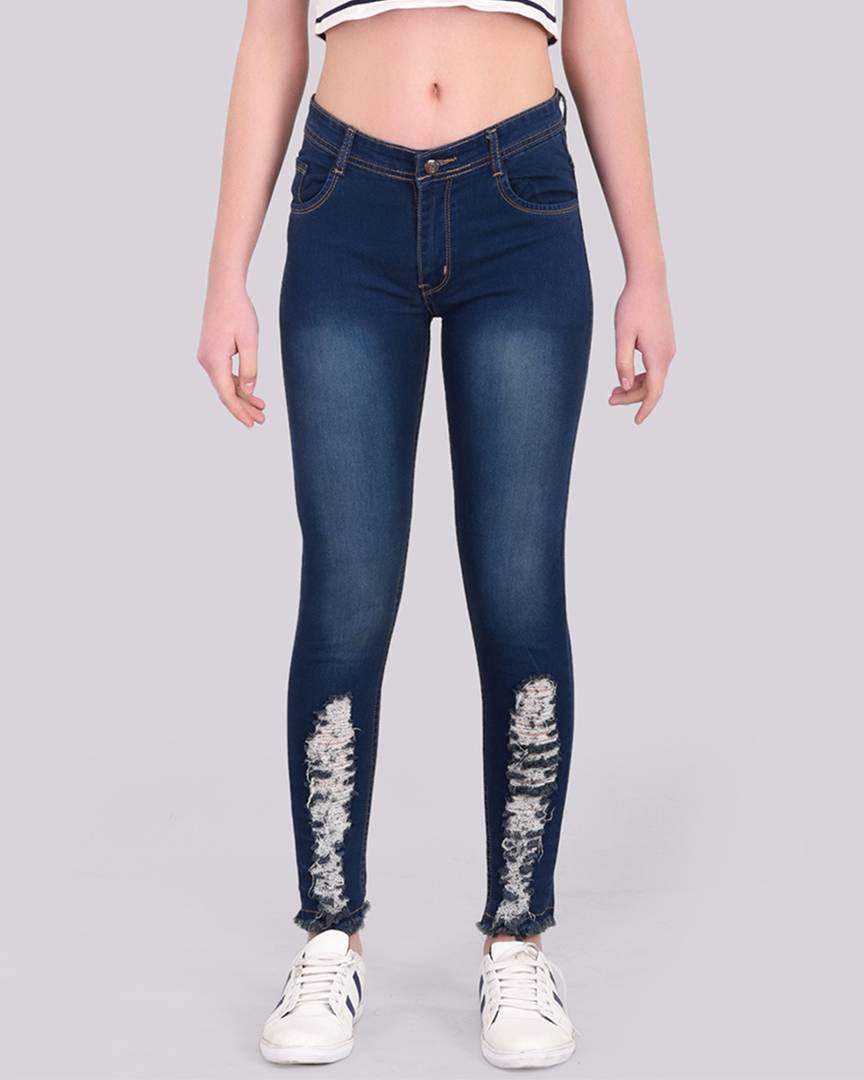 Dark Blue Denim Jeans For Women's