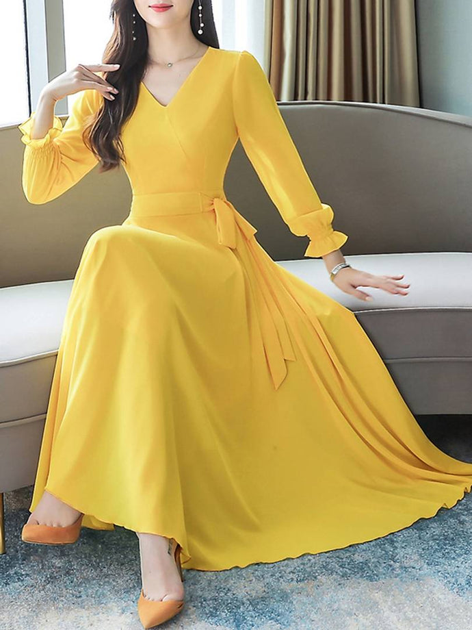Buy Femvy V Neck Puff Sleeves Smocked Georgette Maxi Dress - Dresses for  Women 23716600 | Myntra