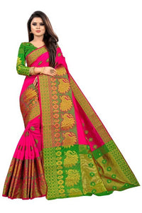 Stylish Cotton Silk Jacquard Saree With Blouse Piece