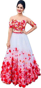 Designer Red and White Colour Net Lehenga choli For Women