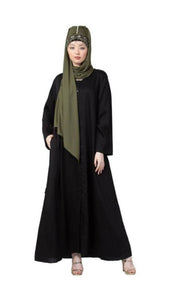 Women's Satin (Crystal Fabric) Solid Abaya