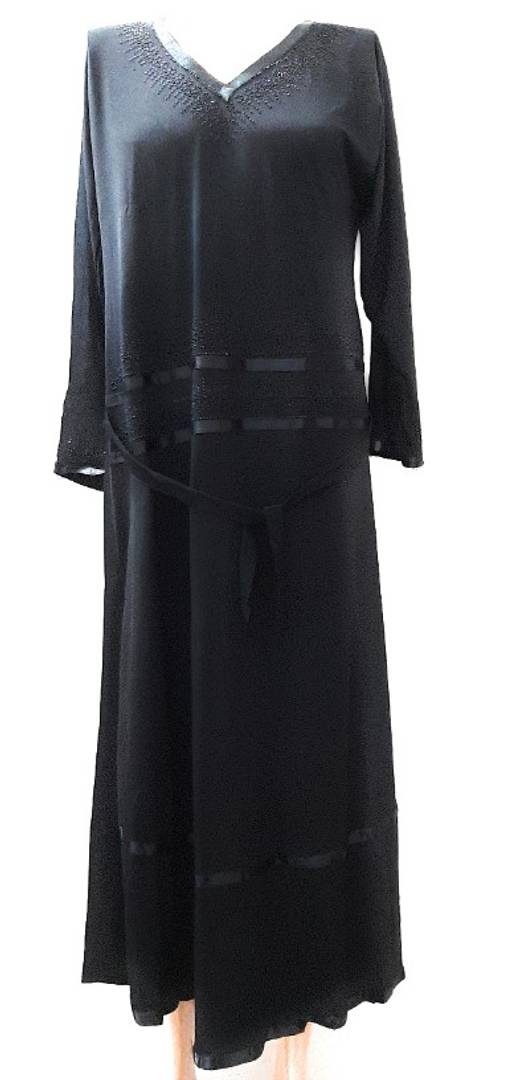 Women's Satin (Crystal Fabric) Solid Abaya