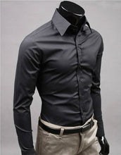 Load image into Gallery viewer, Men&#39;s Black Cotton Solid Long Sleeves Regular Fit Formal Shirt