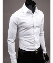 Load image into Gallery viewer, Men&#39;s White Cotton Solid Long Sleeves Regular Fit Formal Shirt