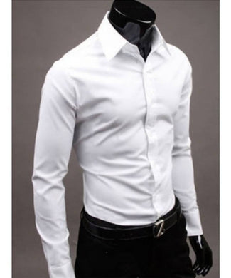 Men's White Cotton Solid Long Sleeves Regular Fit Formal Shirt
