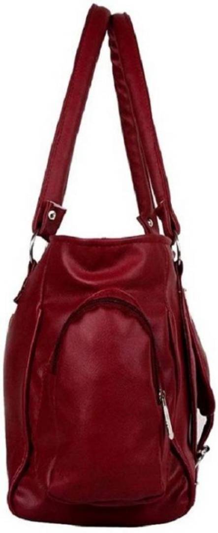 Maroon PU Handbag With 2 Compartment stylish choice